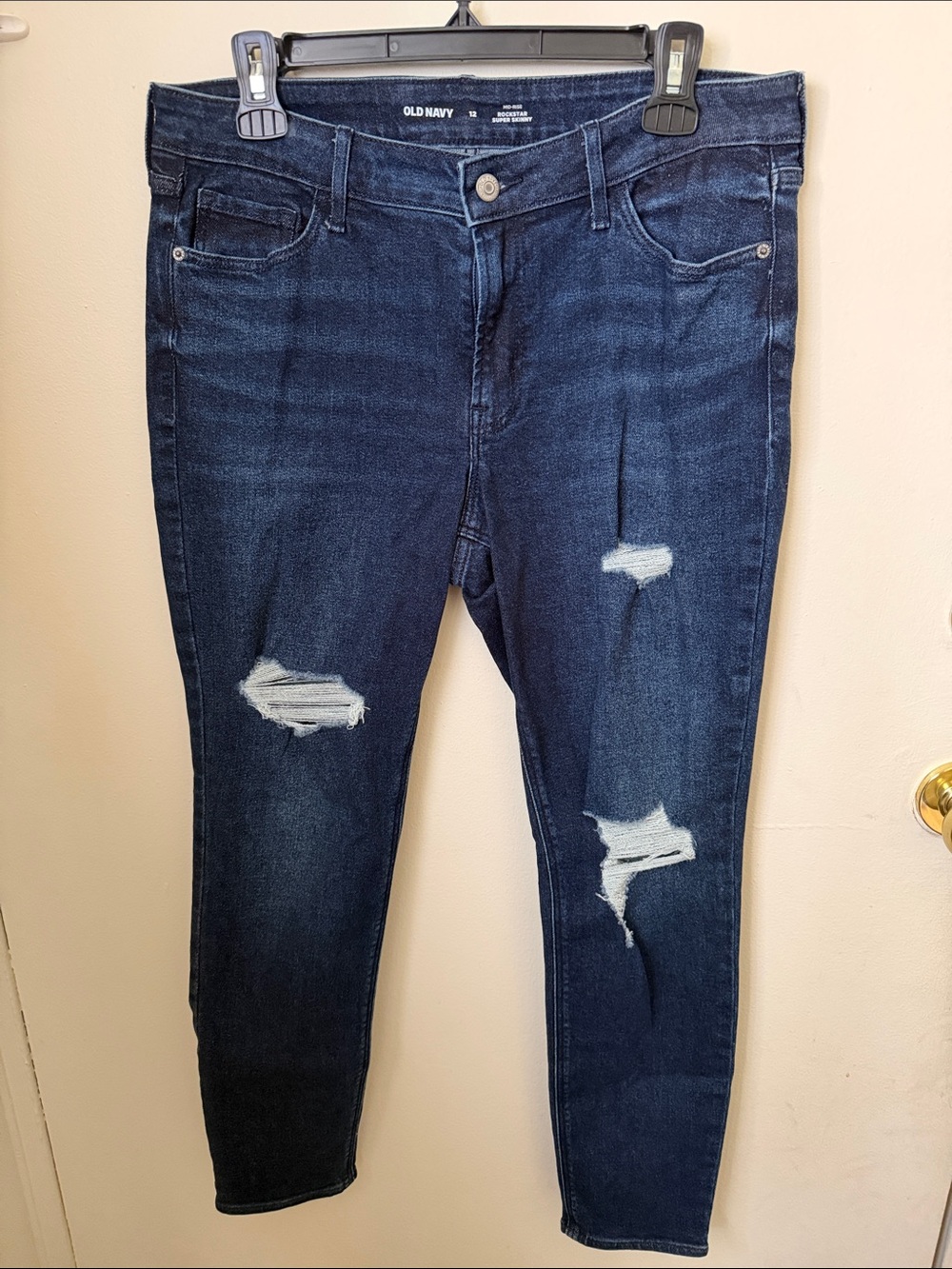 Old Navy Dark Blue Distressed Skinny Jeans